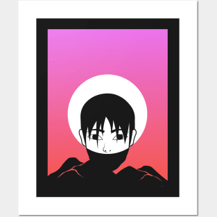 Aesthetic Vaporwave Anime Boy Posters and Art